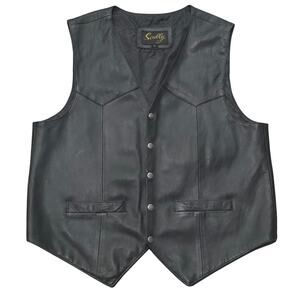 Scully Soft Leather Black Western Snap Vest